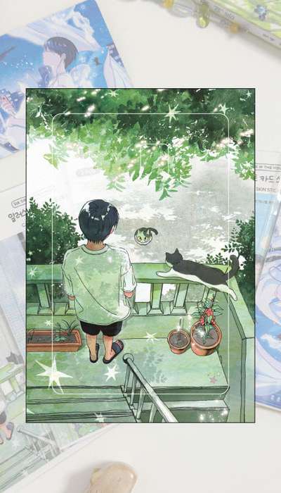 [Goods] IC Mini Illustration Card Sticker Green Tone, Set of 2