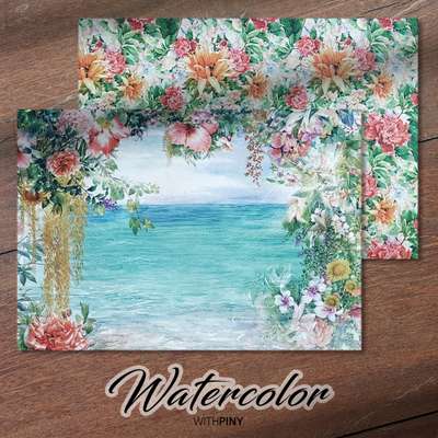 [1] Watercolor, Sunny Sea Wrapping Paper