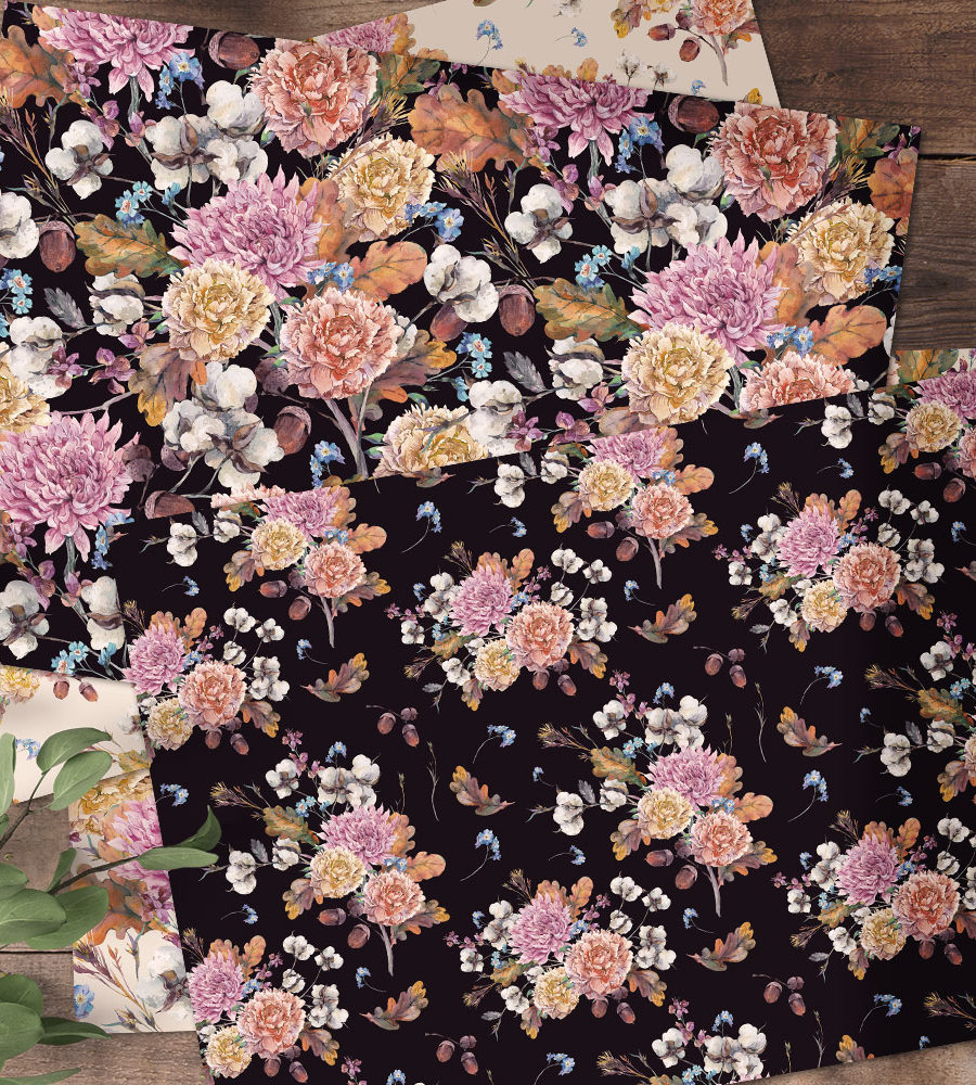 [1] Autumn Black Wrapping Paper