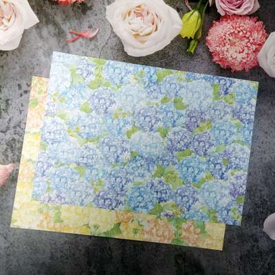 [17] Hydrangea Wrapping Paper - Yellow Blue