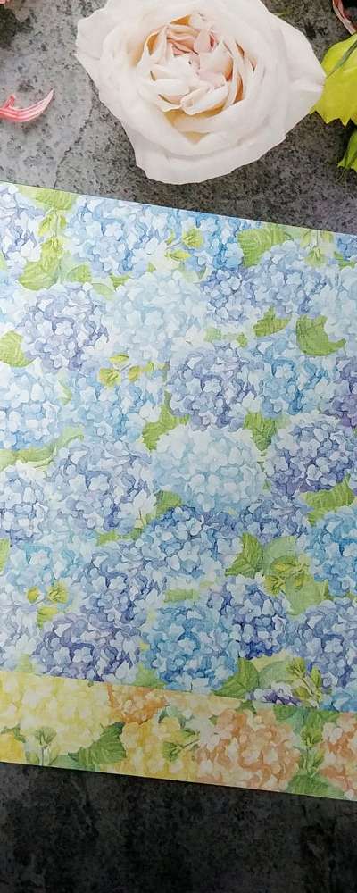 [17] Hydrangea Wrapping Paper - Yellow Blue