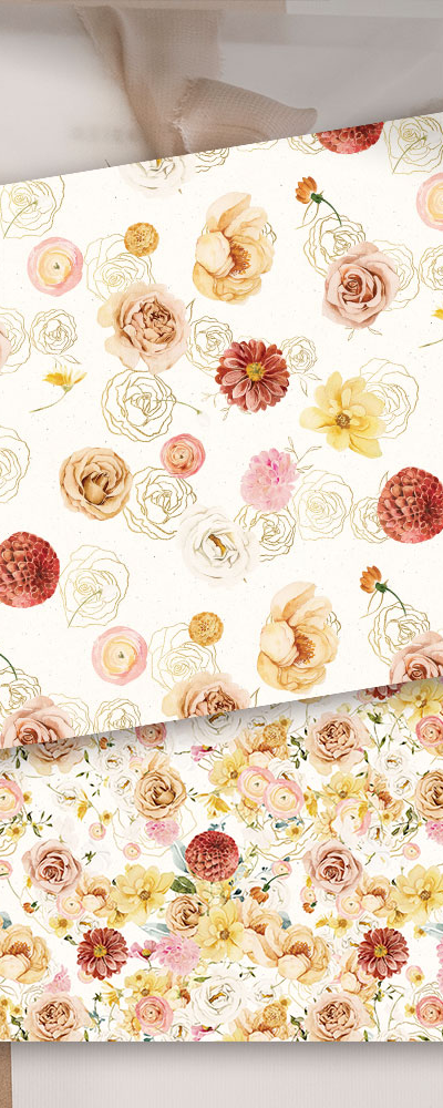[1] Blooming White Wrapping Paper