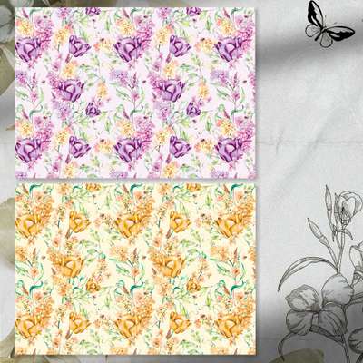 [17] Spring Party_Yellow Purple Wrapping Paper