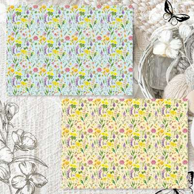 [17] Wild Flowers_Yellow Blue Wrapping Paper (50 sheets)