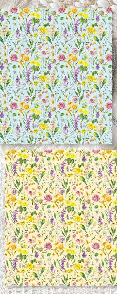[17] Wild Flowers_Yellow Blue Wrapping Paper (50 sheets)