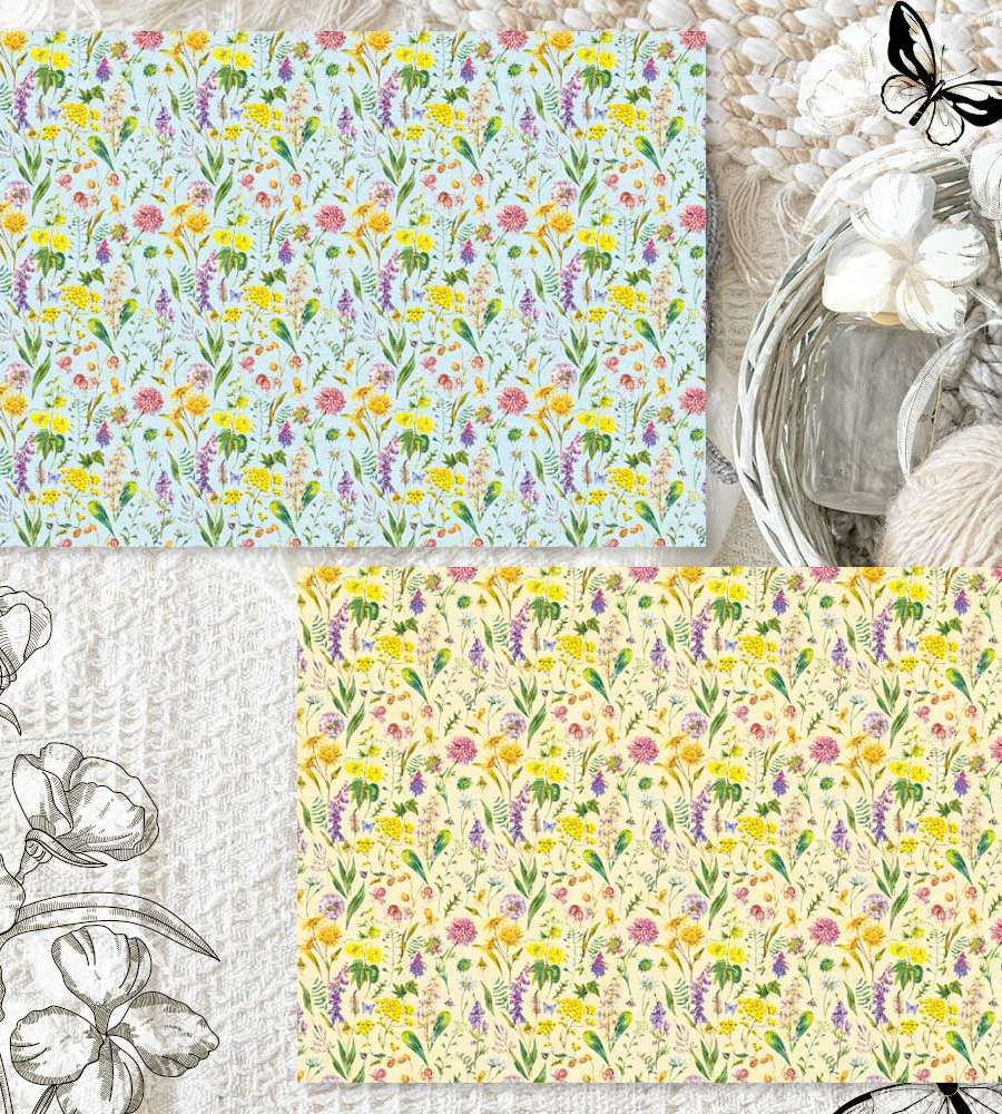[17] Wild Flowers_Yellow Blue Wrapping Paper (50 sheets)