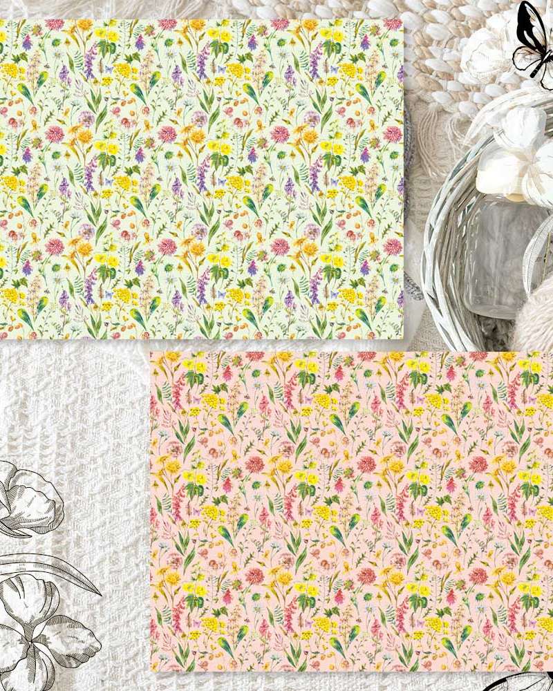 [17] Wildflower_Mint Pink Wrapping Paper (50 sheets)