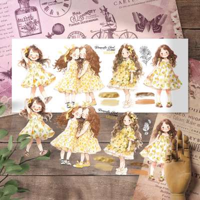 [1] Romantic Girl_Yellow Matte Back-Adhesive Sticker