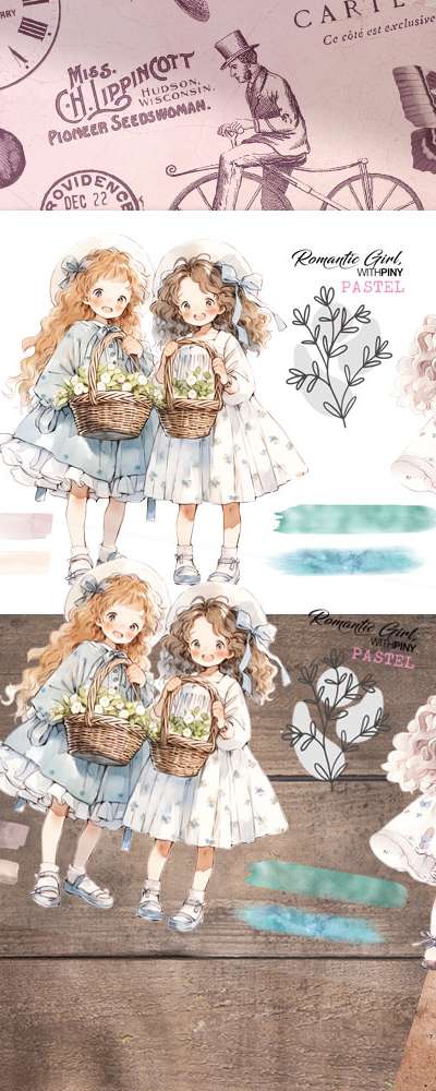 [1] Romantic Girl_Pastel Matte Backcoated Sticker