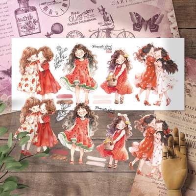 [1] Romantic Girl_Red Matte Back White Sticker