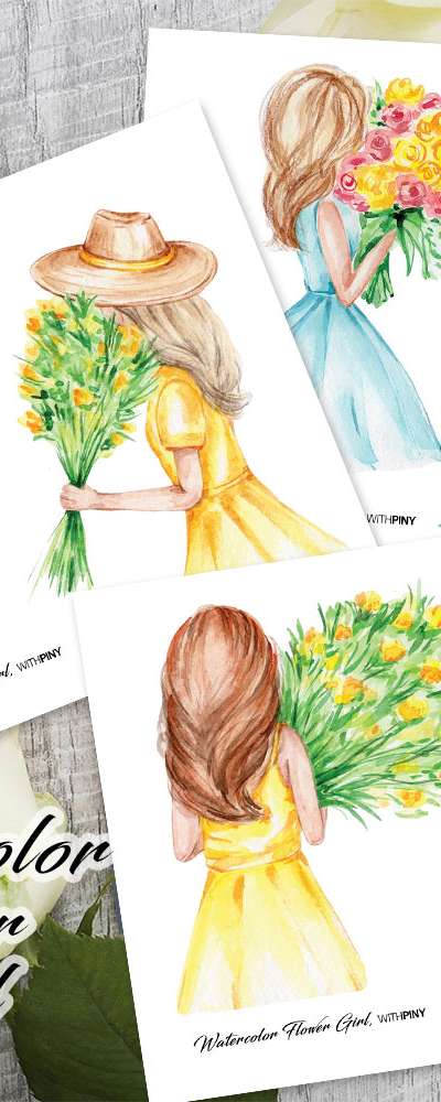 Watercolor Flower Girl