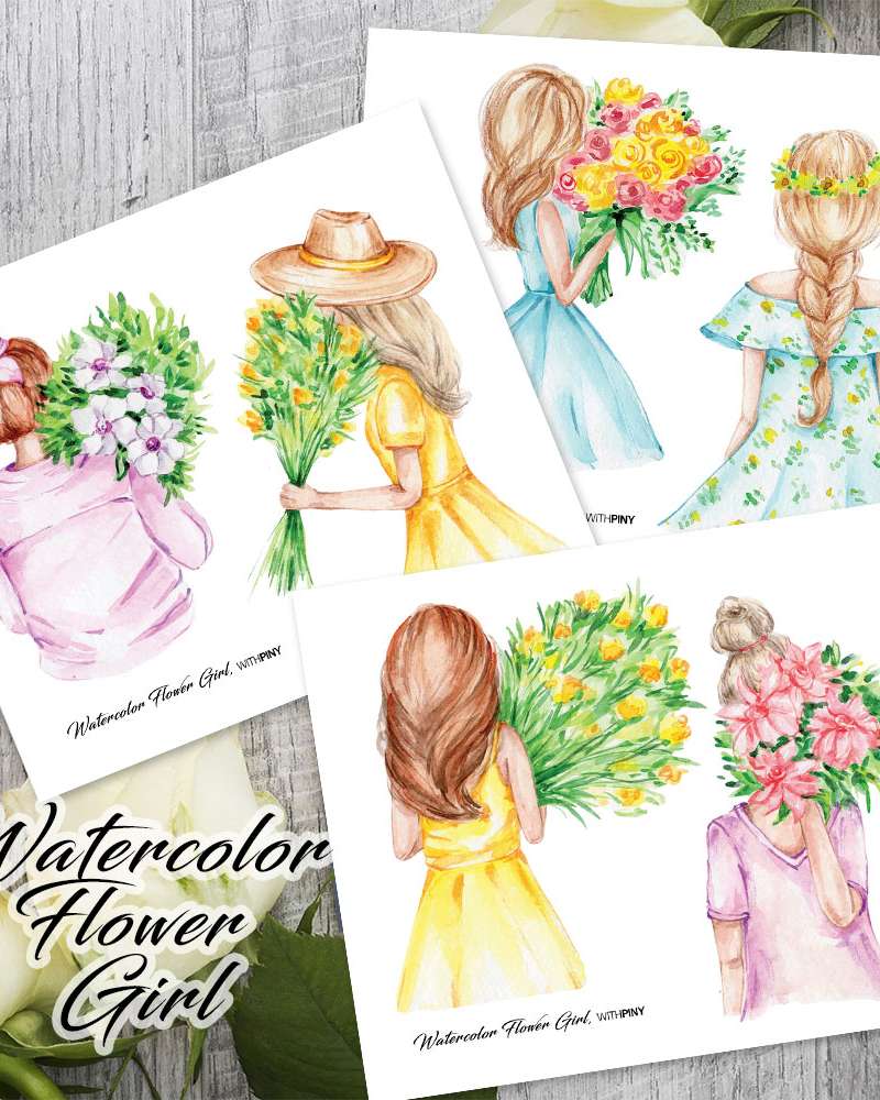 Watercolor Flower Girl