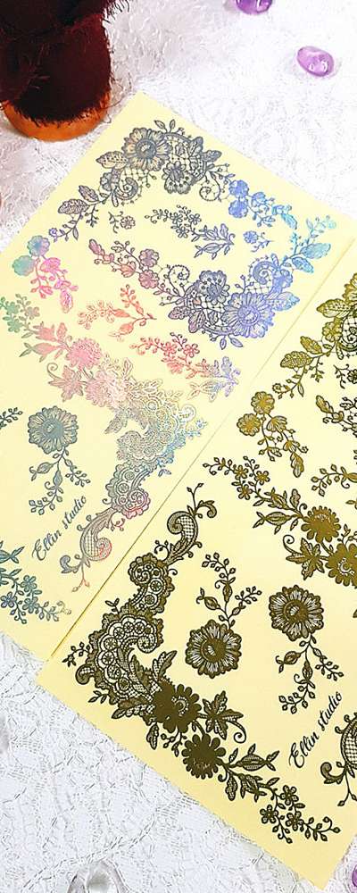 [17] Gold Foil, Hologram Flower Lace 1