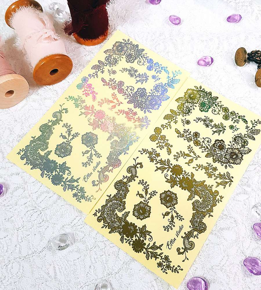 [17] Gold Foil, Hologram Flower Lace 1