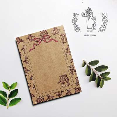 [17] Vintage Bear Ribbon Large Tteok Memo