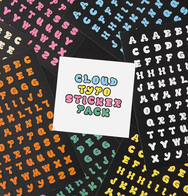 Cloud Typo Sticker Pack