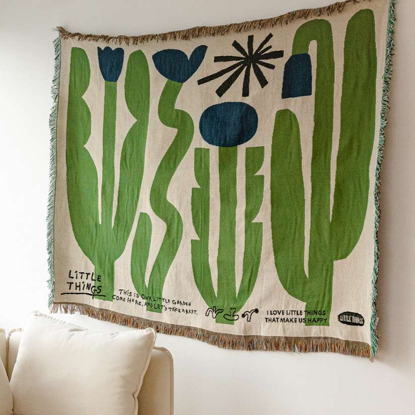 Little Things Woven Blanket - garden