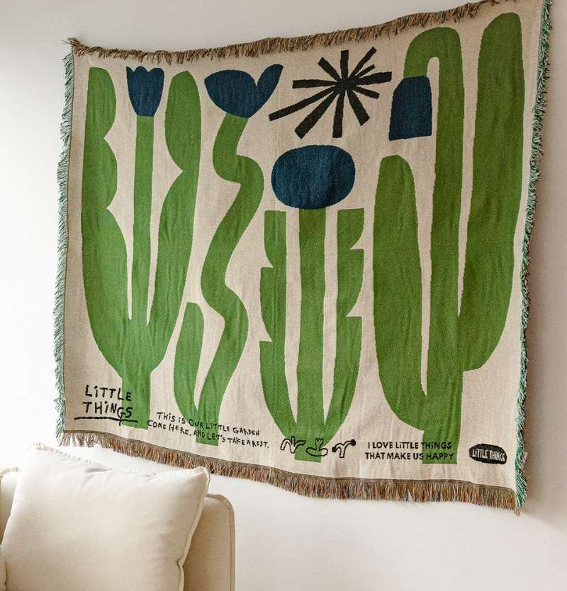 Little Things Woven Blanket - garden