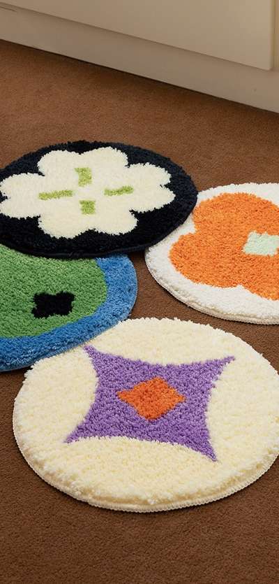 Little Things Round Rug 4-Piece Set (Floor Cushion, Chair Pad, Dining Cushion, Bench Pad)
