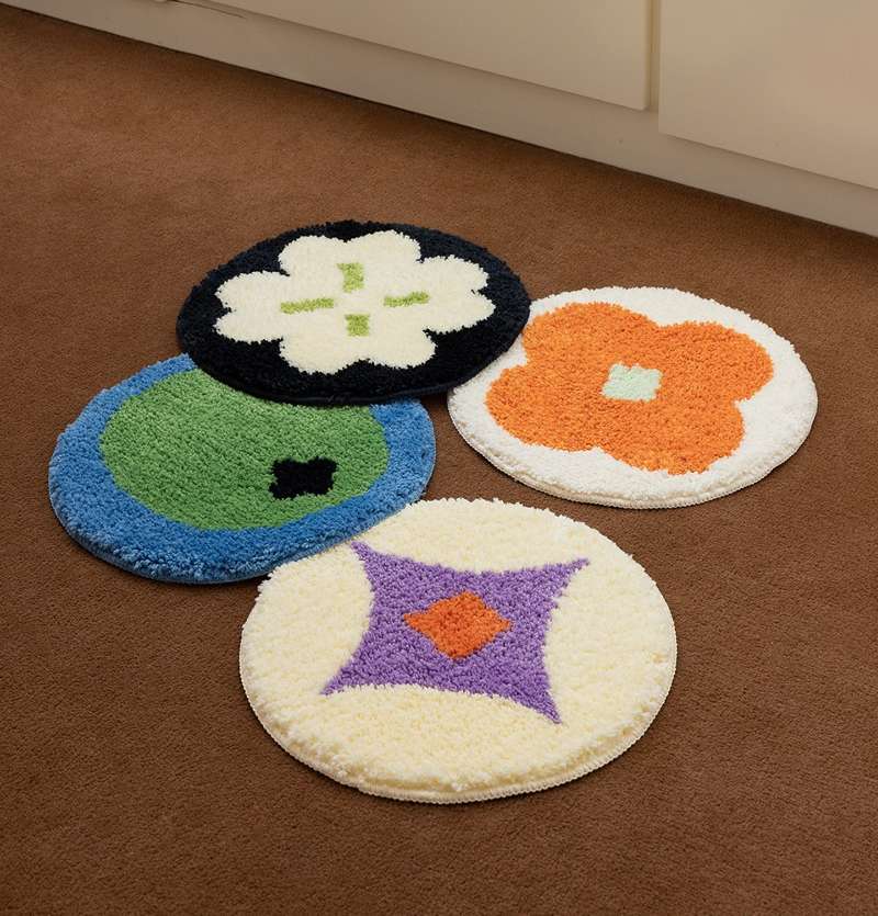 Little Things Round Rug 4-Piece Set (Floor Cushion, Chair Pad, Dining Cushion, Bench Pad)