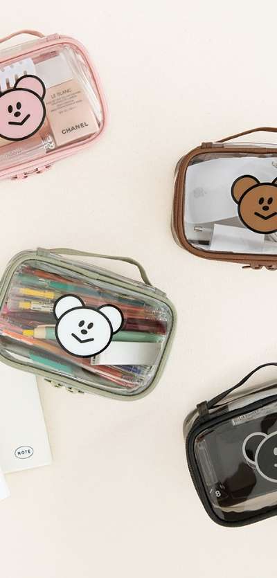 Momo's Bear Window Makeup Pouch 4color