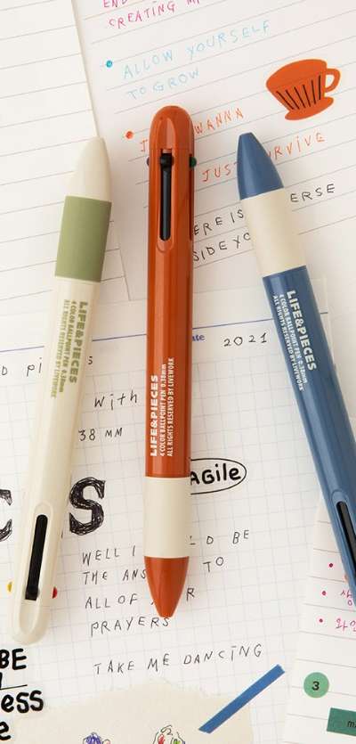 Life and Pieces 4-Color Ballpoint Pen Set 0.38mm Multi-Pen