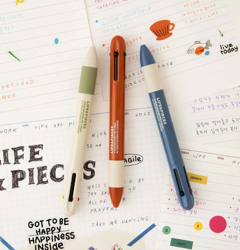 Life and Pieces 4-Color Ballpoint Pen Set 0.38mm Multi-Pen