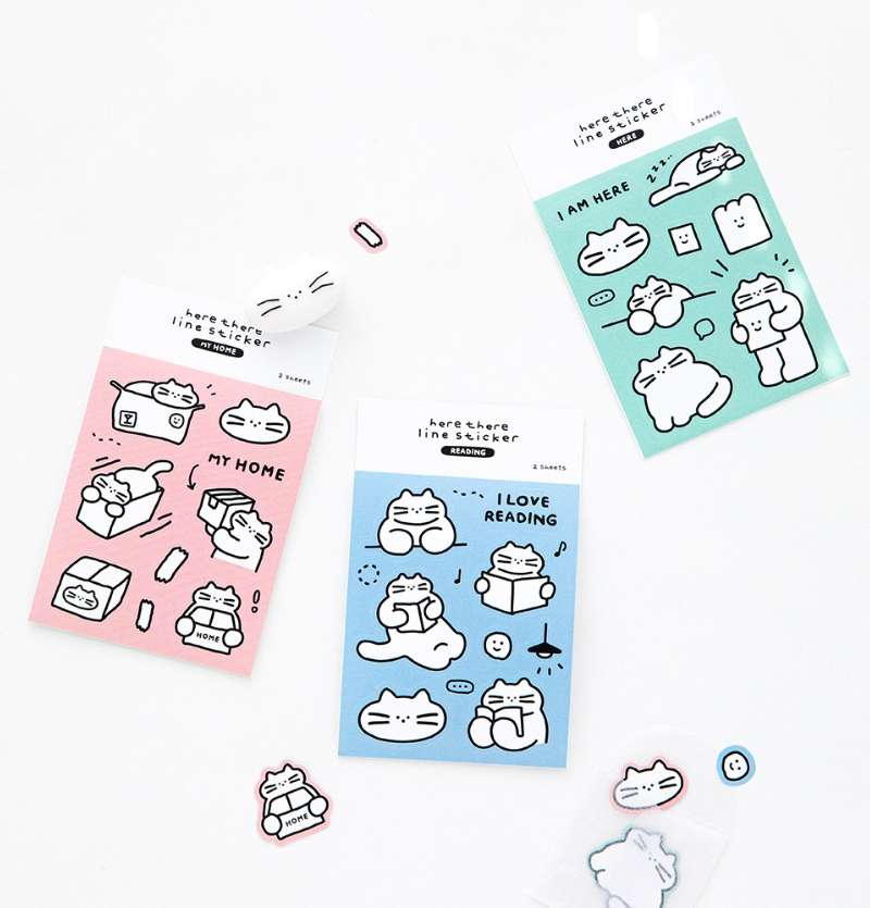 Here There Line Sticker 3 Types