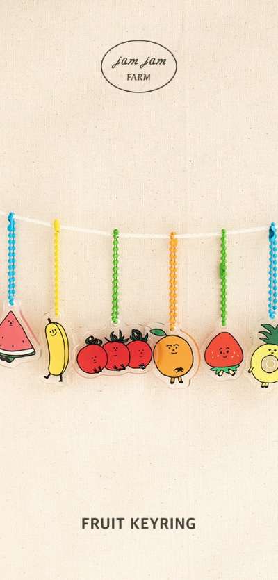 Jamjam Farm Fruits Keyring 10-Pack