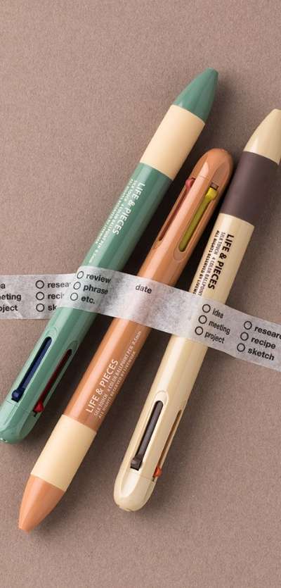 Life and Pieces 4-Color Ballpoint Pen Set 0.5mm Multi Pen