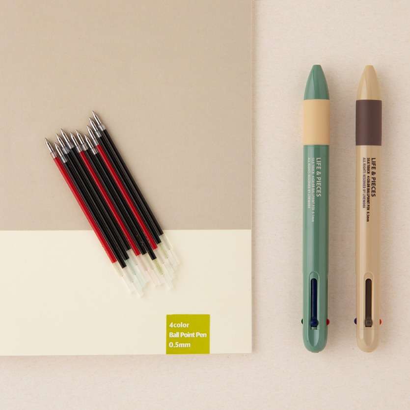 Life and Peace 4-Color Ballpoint Pen Refill 0.5mm (10 Colors)