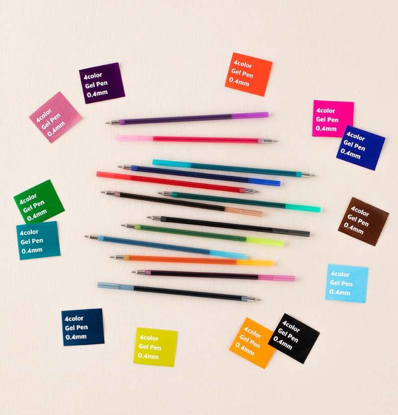 Life and Pieces 4-Color Gel Pen Refill 0.4mm (13 Colors)