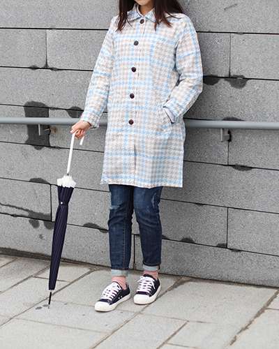 because Glen Check Soutien Collar Coat Rain Coat