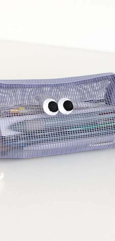 Fluffy Mesh Pencil Case 4Color