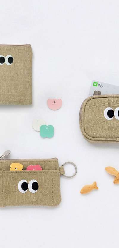 Somsom Stitch Keyring / Daily Pouch / Mini Wallet - Khaki Beige