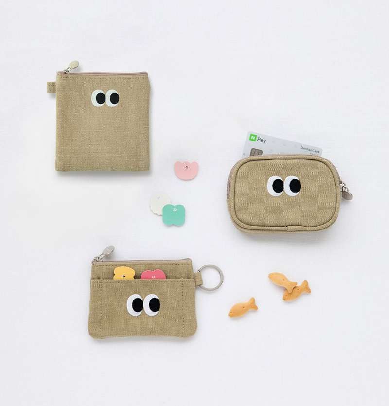Somsom Stitch Keyring / Daily Pouch / Mini Wallet - Khaki Beige