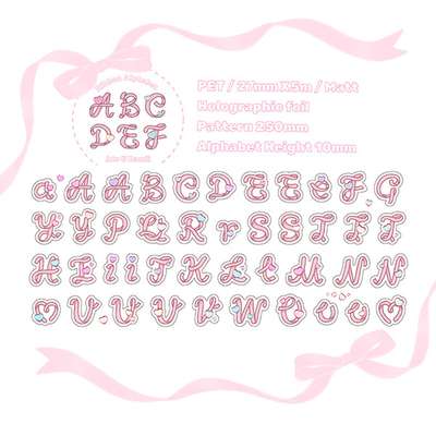 [Ato and Bandy] Pink Ribbon Alphabet Box Kiss-Cut Tape