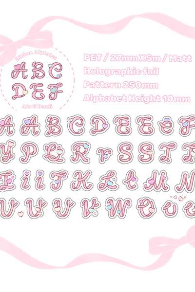 [Ato and Bandy] Pink Ribbon Alphabet Box Kiss-Cut Tape