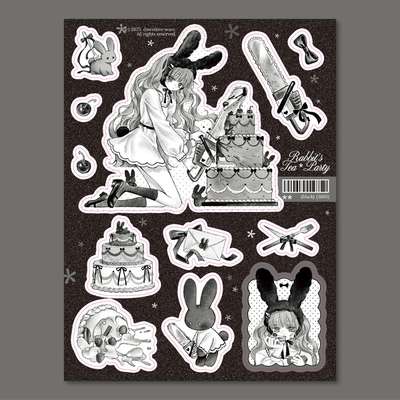 [Gyeol] Rabbit's Tea Party Black Seal Sticker