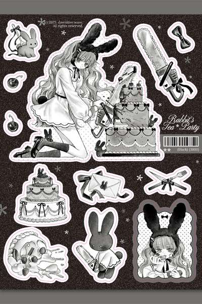 [Gyeol] Rabbit's Tea Party Black Seal Sticker