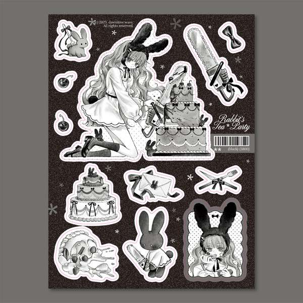 [Gyeol] Rabbit's Tea Party Black Seal Sticker