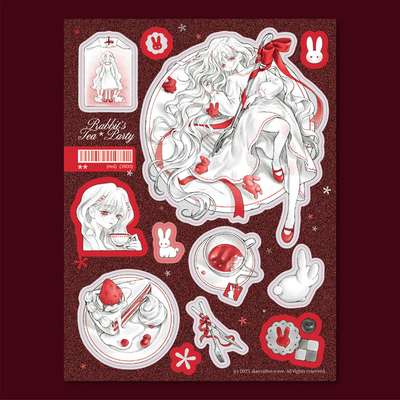 [Gyeol] Rabbit's Tea Party Red Seal Sticker