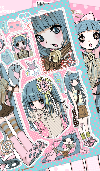 Domi World Blue Ribbon Cat Sticker