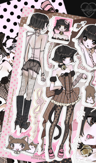 Domi World Black Dot Cat Sticker