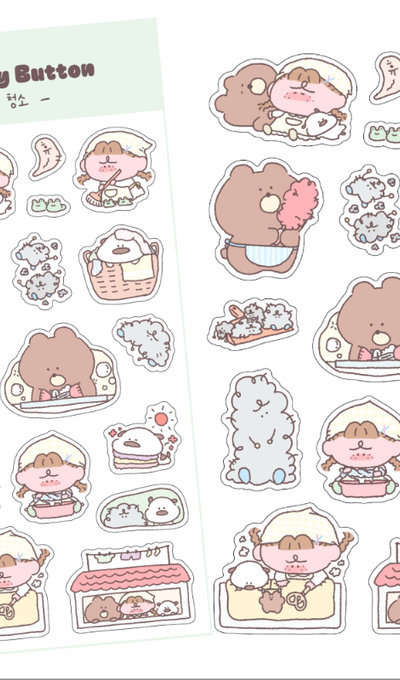 Fluffy Button Cleaning Sticker