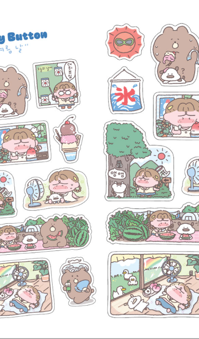 Fluffy Button Summer Day Sticker
