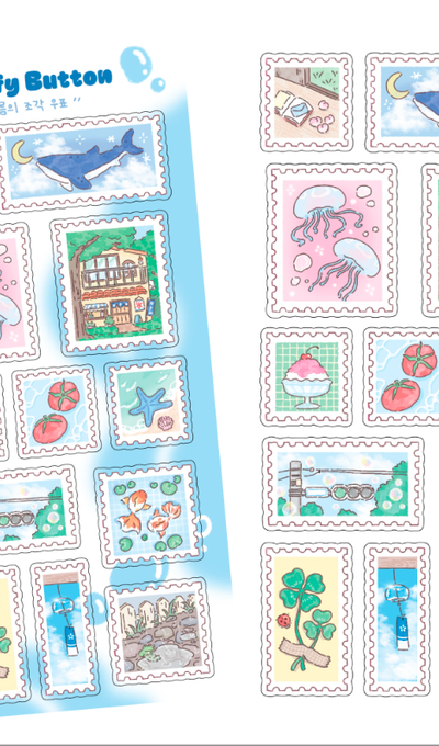 Fluffy Button Summer Fragments Stamp Stickers
