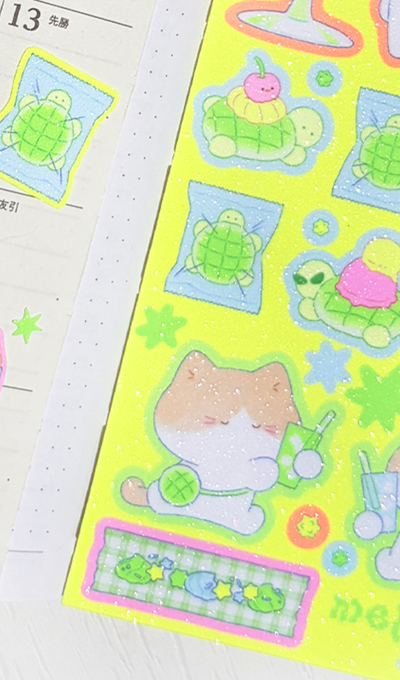 Momo's Maid Glowing Melon Soda Seal Sticker