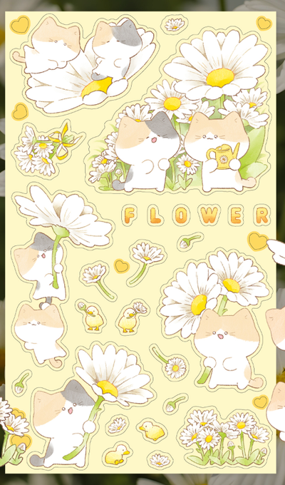 Momo Cat Keeper Shall We Go See Flowers Seal Stickers