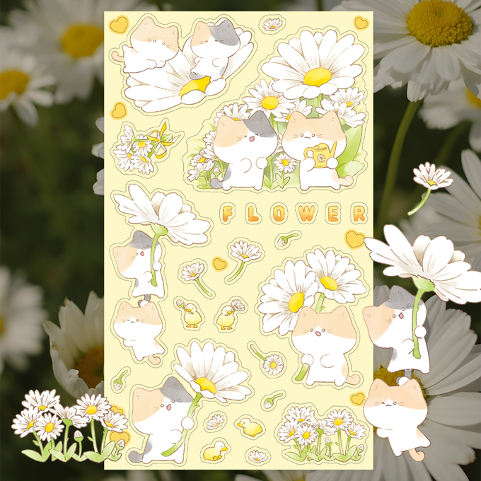 Momo Cat Keeper Shall We Go See Flowers Seal Stickers